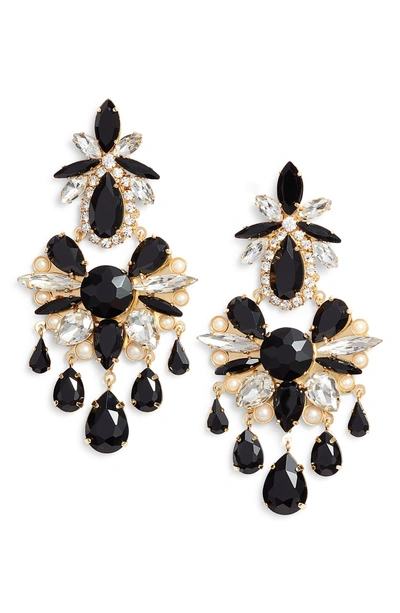 Shop Kate Spade Crystal Chandelier Earrings In Black Multi