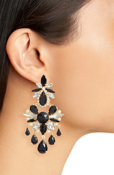 Shop Kate Spade Crystal Chandelier Earrings In Black Multi