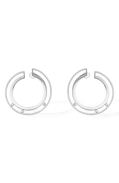 Messika Move Romane 18k Gold & Diamond Hoop Earrings In White Gold