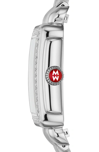 Shop Michele Deco Madison Diamond Dial Watch Case, 33mm X 35mm In Silver/ Blue Smoke