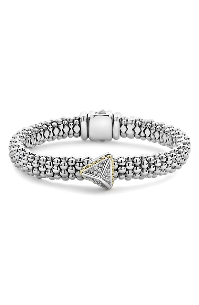 Shop Lagos Diamond Pyramid Bracelet In Silver/ Diamond