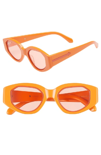 Shop Karen Walker Castaway 48mm Round Sunglasses - Tangerine/ Coral