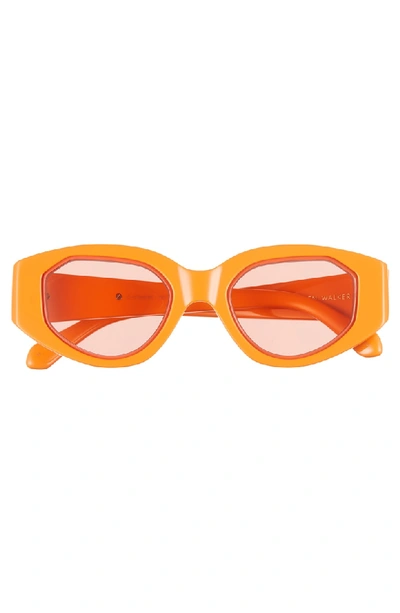 Shop Karen Walker Castaway 48mm Round Sunglasses - Tangerine/ Coral