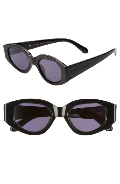 Shop Karen Walker Castaway 48mm Round Sunglasses - Black/ Smoke