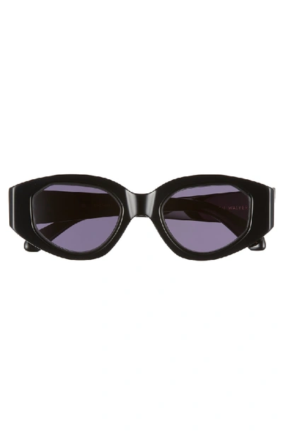 Shop Karen Walker Castaway 48mm Round Sunglasses - Black/ Smoke