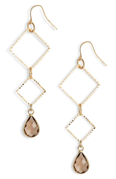 Shop Elise M Callie Triangle Drop Earrings In Gold/ Brown