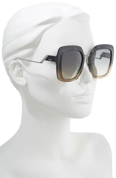 Shop Fendi 53mm Square Gradient Sunglasses - Black/ Crystal