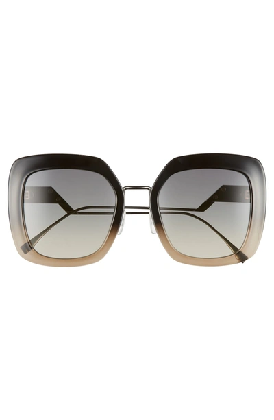 Shop Fendi 53mm Square Gradient Sunglasses - Black/ Crystal