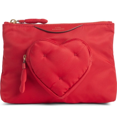 Shop Anya Hindmarch Chubby Heart Nylon Pouch - Red
