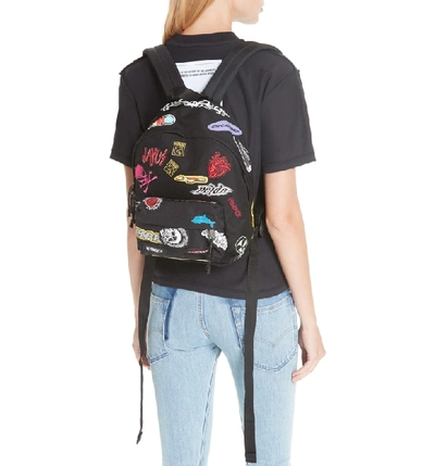Shop Vetements Mini Embroidered Sticker Backpack - Black