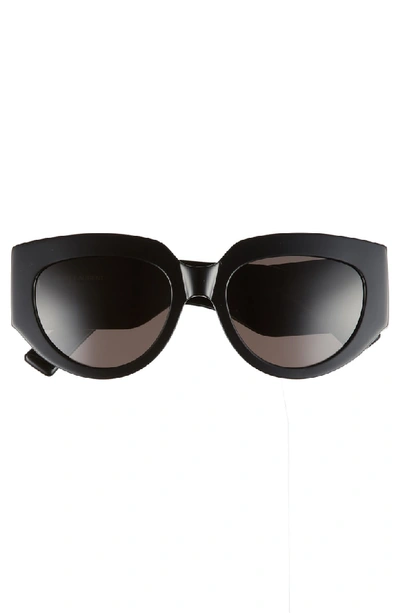 Shop Saint Laurent Rope 54mm Cat Eye Sunglasses In Black/ Black