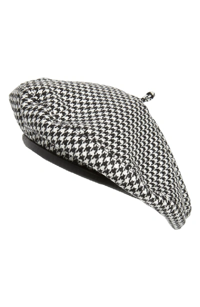 Shop Eric Javits Kate Wool Beret In Black Check