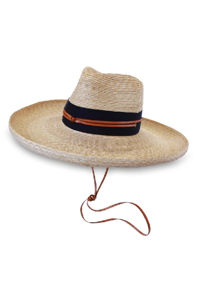 Shop Lola Hats Comargo Raffia Hat - Beige In Natural/ Navy
