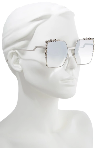 Shop Fendi 60mm Gradient Square Cat Eye Sunglasses - Palladium