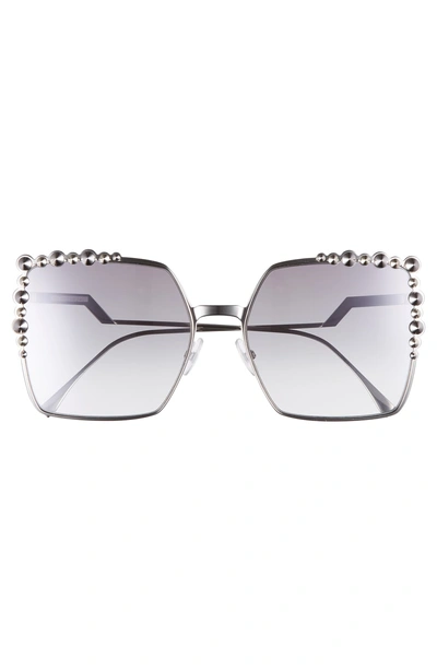 Shop Fendi 60mm Gradient Square Cat Eye Sunglasses - Palladium
