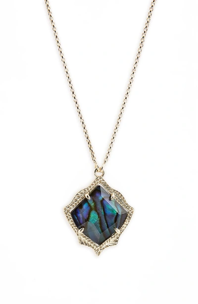 Shop Kendra Scott Kacey Adjustable Pendant Necklace In Abalone Shell/ Gold