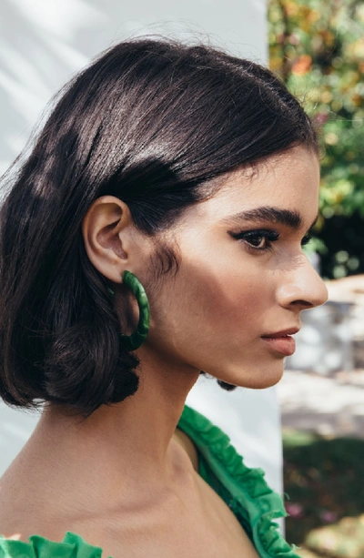 Shop Cult Gaia Kennedy Hoop Earrings In Green Malachite