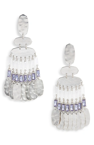 Shop Kendra Scott Oster Medium Chandelier Earrings In Lilac Crystal/ Silver
