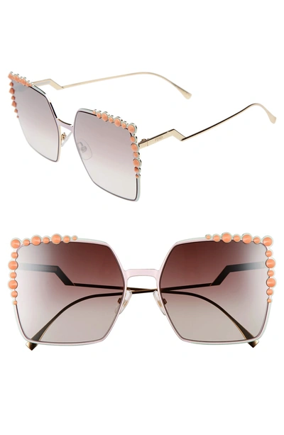 Shop Fendi 60mm Gradient Square Cat Eye Sunglasses - Pink