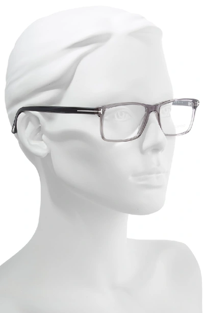 Shop Tom Ford 56mm Rectangle Optical Glasses In Shiny Transparent Grey