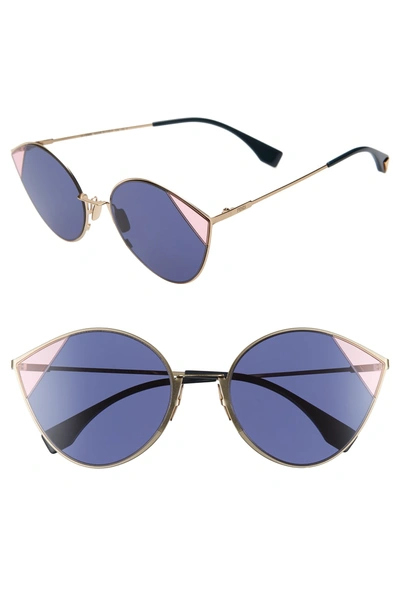 Shop Fendi 60mm Cat Eye Sunglasses - Gold/ Blue