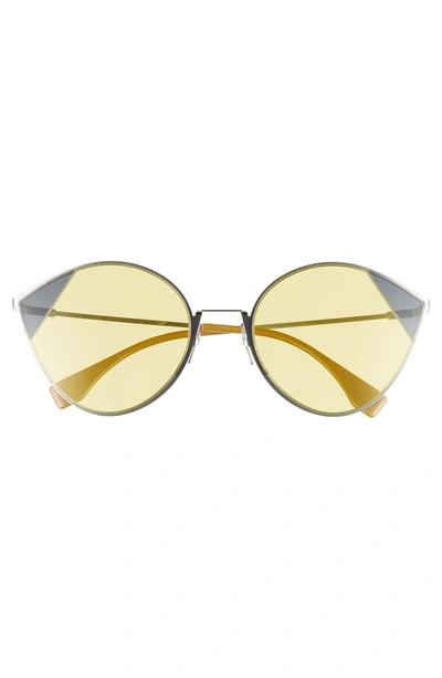 Shop Fendi 60mm Cat Eye Sunglasses - Silver/ Gold