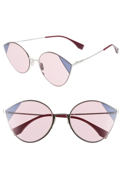 Shop Fendi 60mm Cat Eye Sunglasses - Silver/ Pink