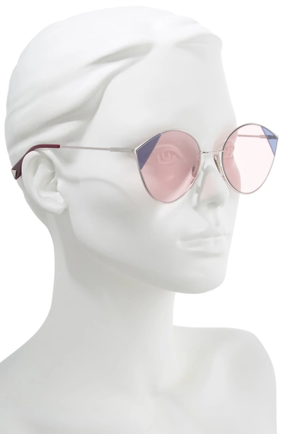 Shop Fendi 60mm Cat Eye Sunglasses - Silver/ Pink