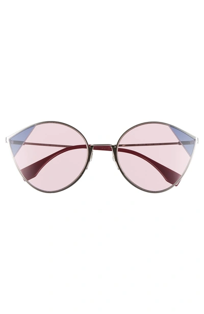 Shop Fendi 60mm Cat Eye Sunglasses - Silver/ Pink