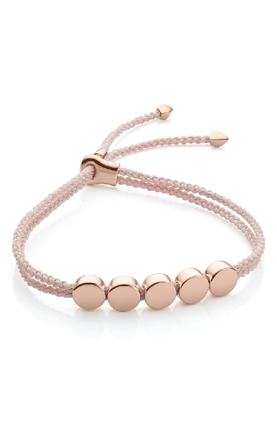 Shop Monica Vinader Engravable Linear Bead Friendship Bracelet In Ballet Pink/ Rose Gold