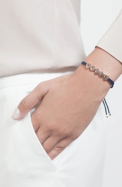 Shop Monica Vinader Engravable Linear Bead Friendship Bracelet In Navy/ Rose Gold
