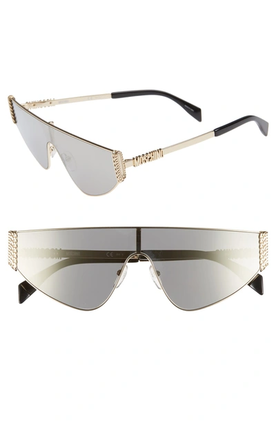 Shop Moschino 132mm Shield Sunglasses In Gold