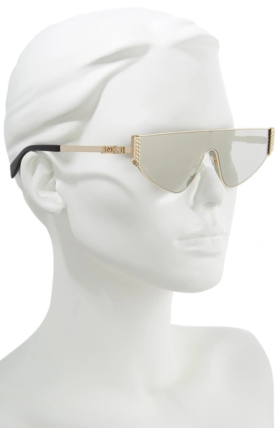 Shop Moschino 132mm Shield Sunglasses In Gold