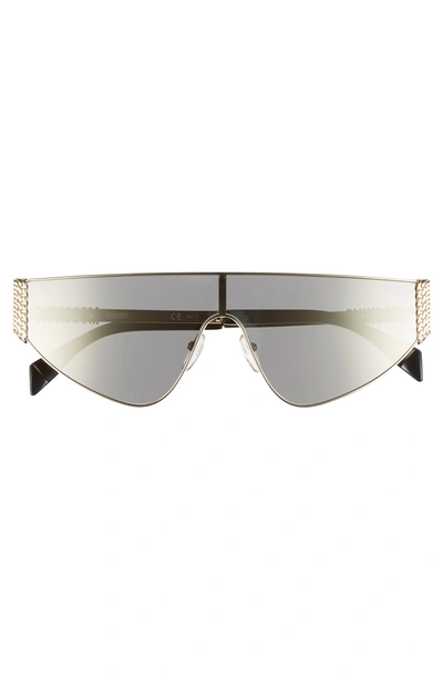 Shop Moschino 132mm Shield Sunglasses In Gold