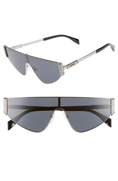 Shop Moschino 132mm Shield Sunglasses - Ruthenium