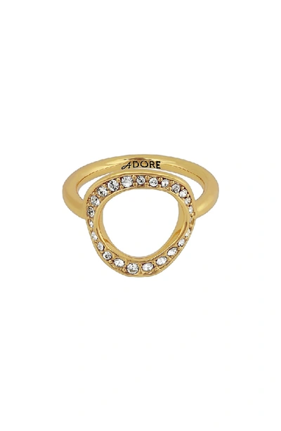 Shop Adore Organic Crystal Circle Ring In Gold