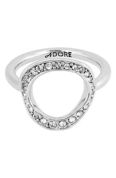 Shop Adore Organic Crystal Circle Ring In Silver