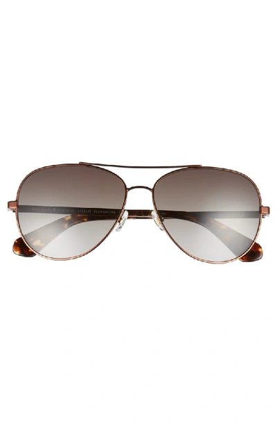 Shop Kate Spade Avaline 58mm Aviator Sunglasses In Brown Havana