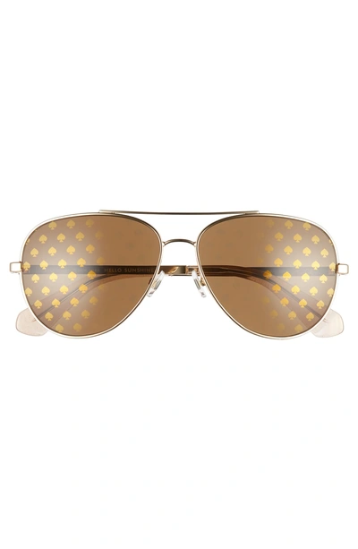 Shop Kate Spade Avaline 58mm Aviator Sunglasses In Gold Beige