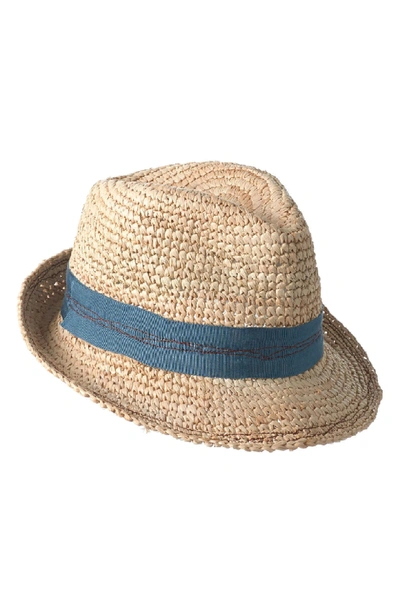 Shop Lola Hats Tarboush Azure Raffia Hat In Natural/ Azure