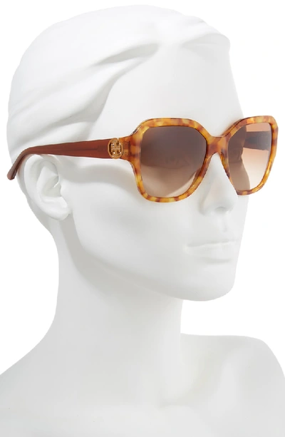 Shop Tory Burch Reva 56mm Square Sunglasses - Amber Gradient