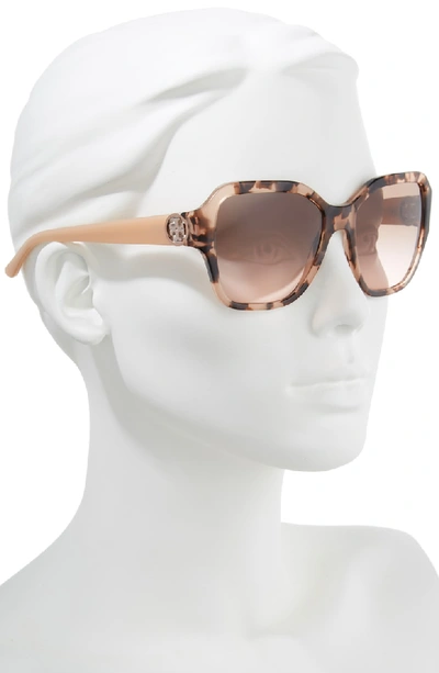 Shop Tory Burch Reva 56mm Square Sunglasses - Peach Tortoise Solid