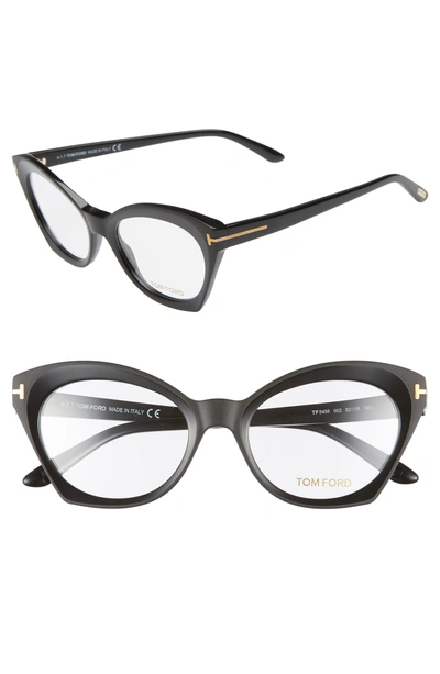 Shop Tom Ford 52mm Optical Glasses In Shiny Black/ Shiny Rose Gold