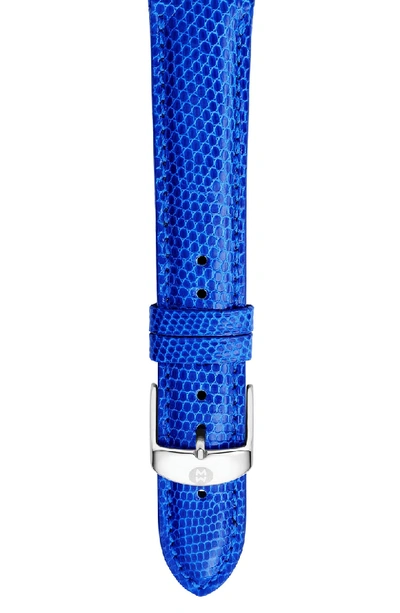 Shop Michele 16mm Lizardskin Watch Strap In Cobalt