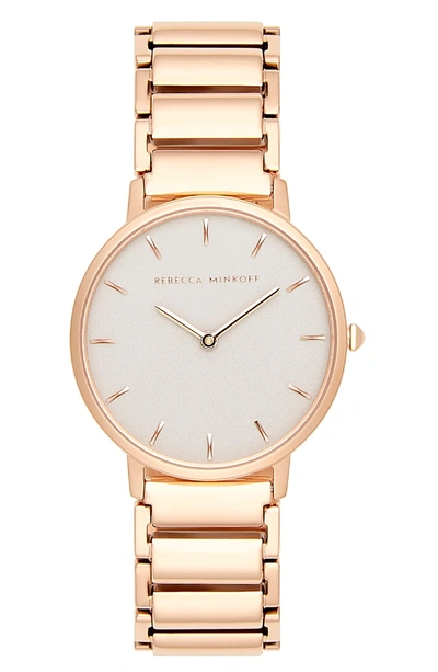 Shop Rebecca Minkoff Major Bracelet Watch, 35mm In Rose Gold/ Grey / Rose Gold