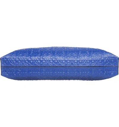 Shop Loewe Large Logo Embossed Calfskin Leather Pouch - Blue In Electric Blue