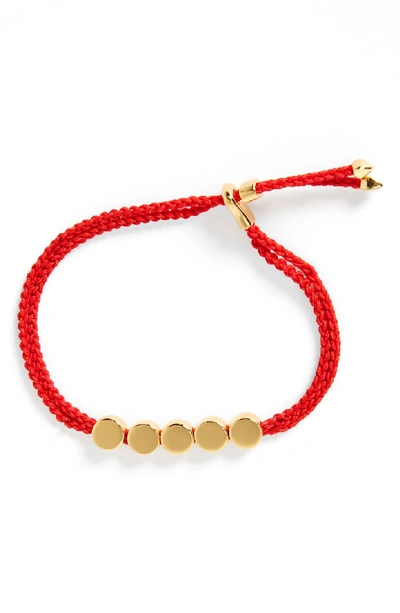 Shop Monica Vinader Engravable Linear Bead Friendship Bracelet In Gold/ Coral