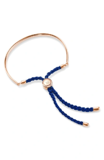 Shop Monica Vinader Engravable Fiji Friendship Bracelet In Rose Gold/ Royal Blue