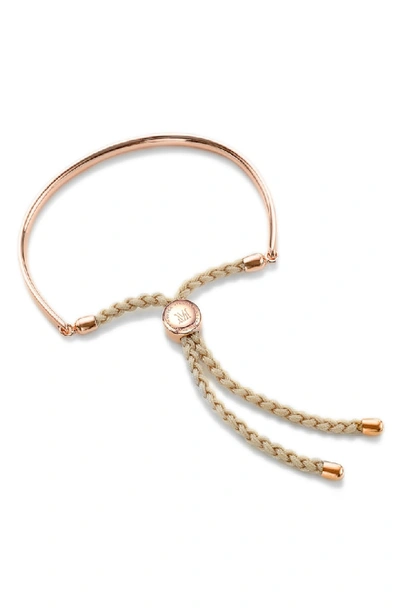 Shop Monica Vinader Engravable Fiji Friendship Bracelet In Nude/ Rose Gold