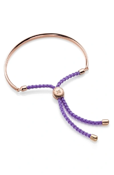 Shop Monica Vinader Engravable Fiji Friendship Bracelet In Violet/ Rose Gold